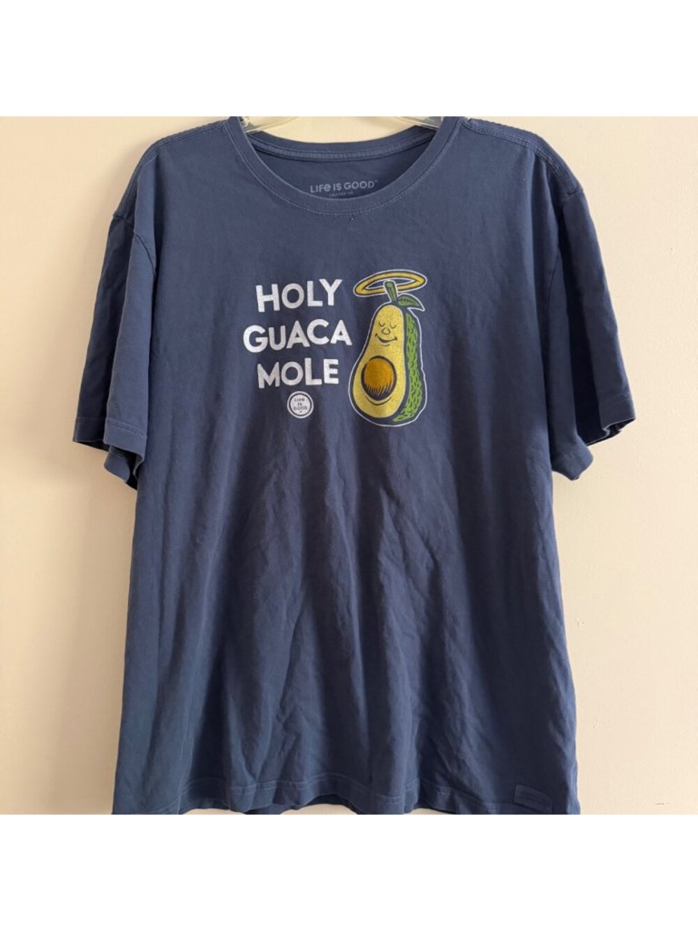 Life Is Good Womens Crusher TShirt Holy Guacamole Avacado Shirt Size XL Navy